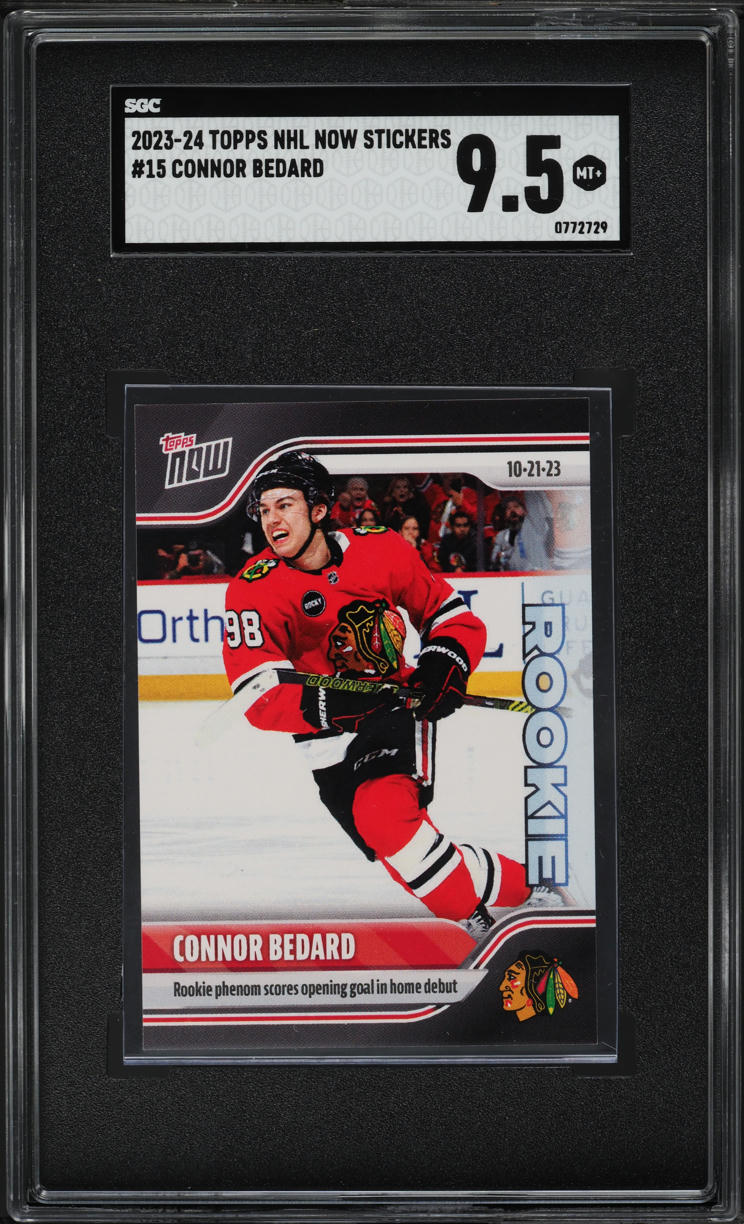2023 Topps NHL Now Stickers Connor Bedard ROOKIE #15 SGC 9.5 MINT+