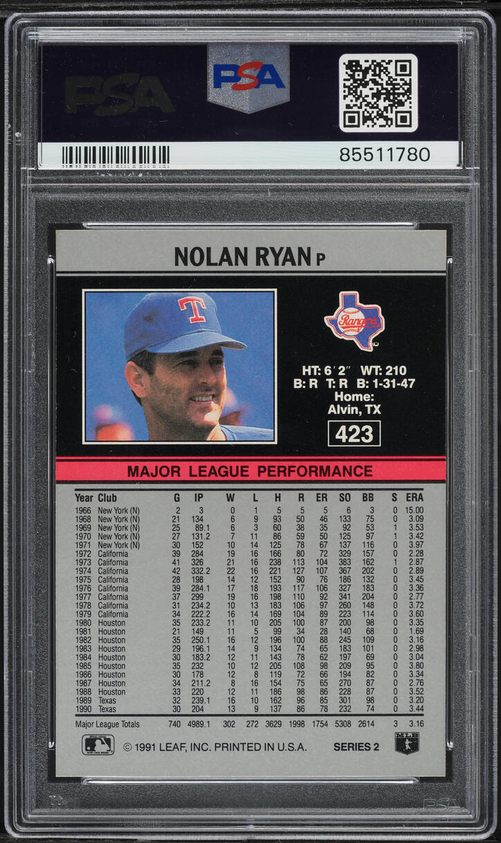 1991 Leaf Nolan Ryan #423 PSA 10 GEM MINT