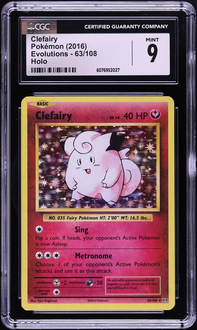 2016 Pokemon XY Evolutions Holo Clefairy #63 CGC 9 MINT