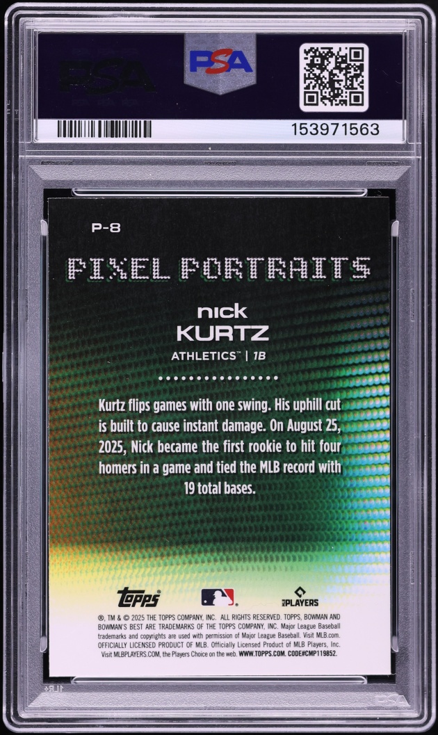 2025 Bowman's Best Pixel Portraits Nick Kurtz ROOKIE #P-8 PSA 10 GEM MINT