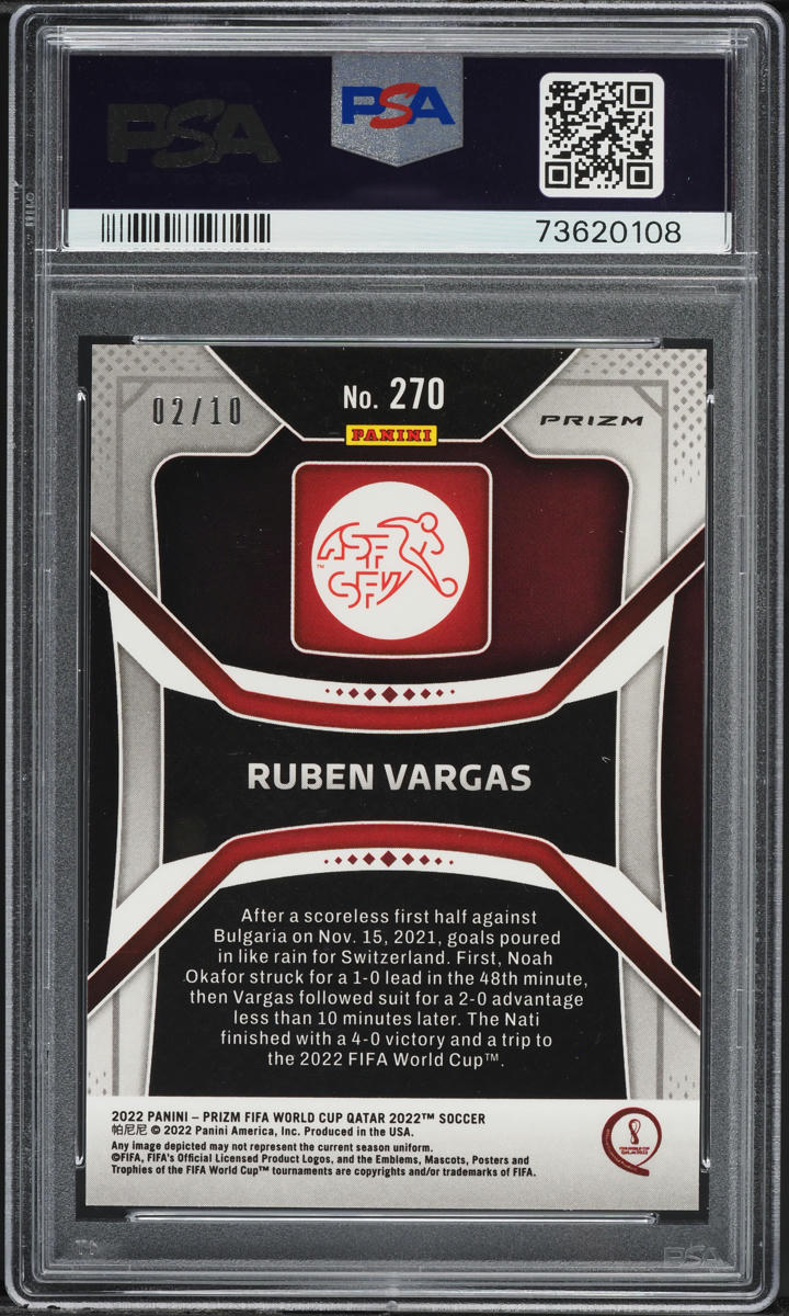 2022 Panini Prizm World Cup Qatar Gold Ruben Vargas /10 #270 PSA 9 MINT
