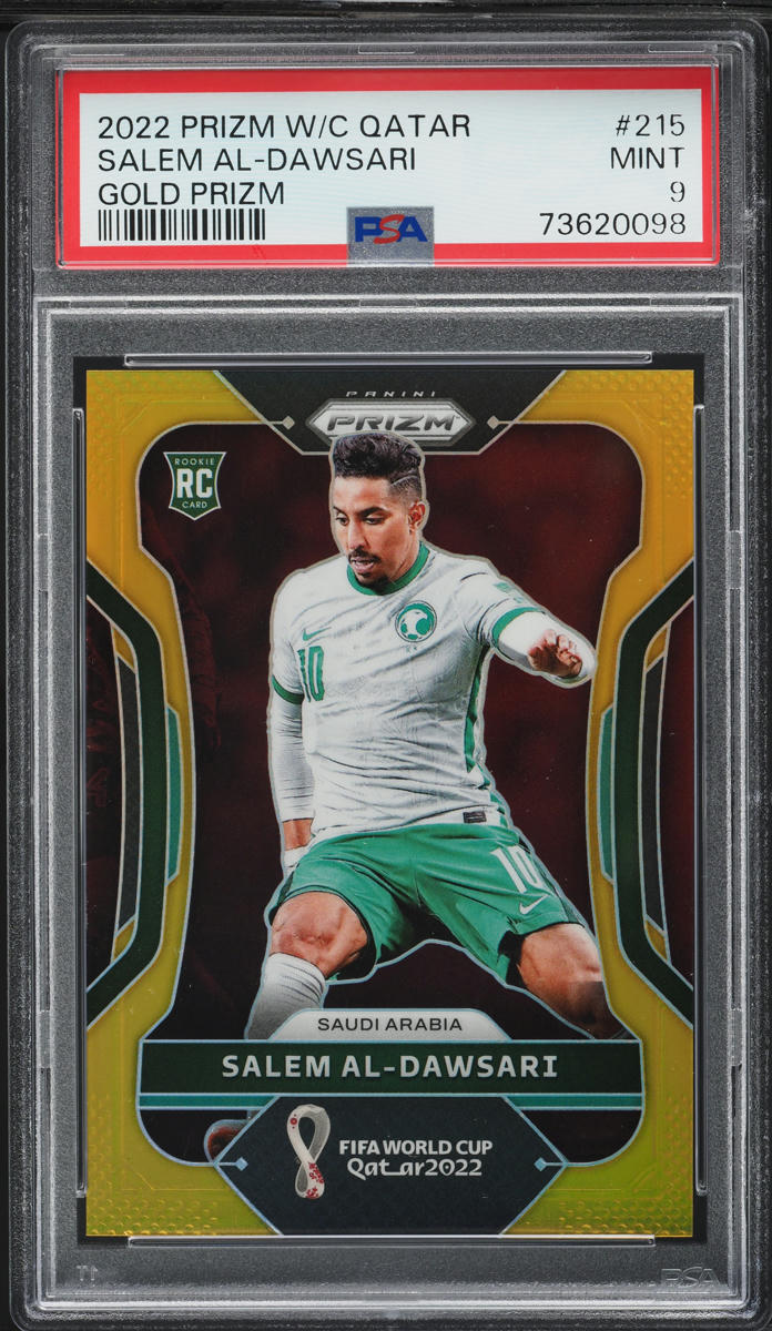 2022 Panini Prizm World Cup Qatar Gold Salem Al-Dawsari ROOKIE /10 #215 PSA 9