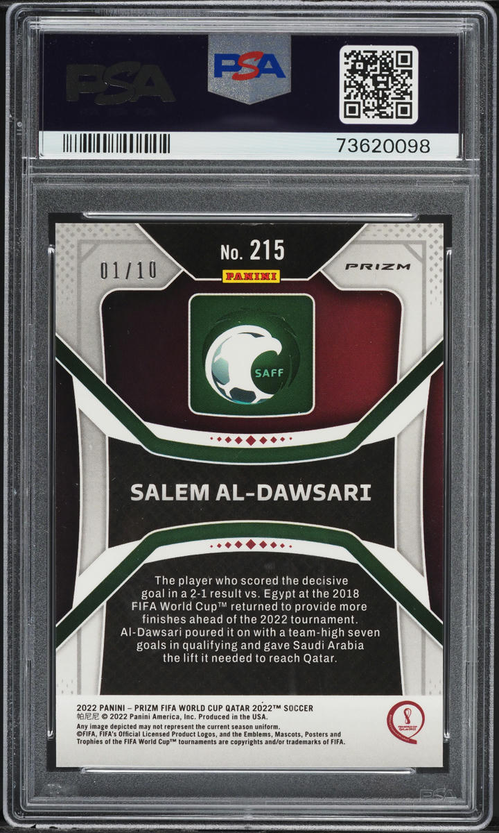 2022 Panini Prizm World Cup Qatar Gold Salem Al-Dawsari ROOKIE /10 #215 PSA 9