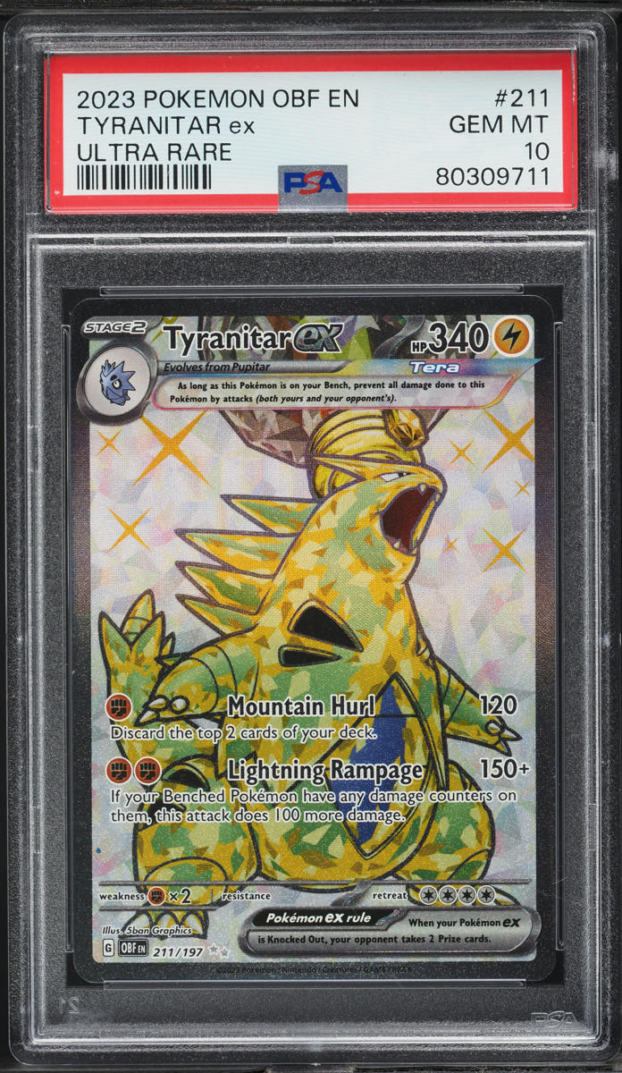 2023 Pokemon SV Obsidian Flames Full Art Tyranitar ex #211 PSA 10 GEM MINT