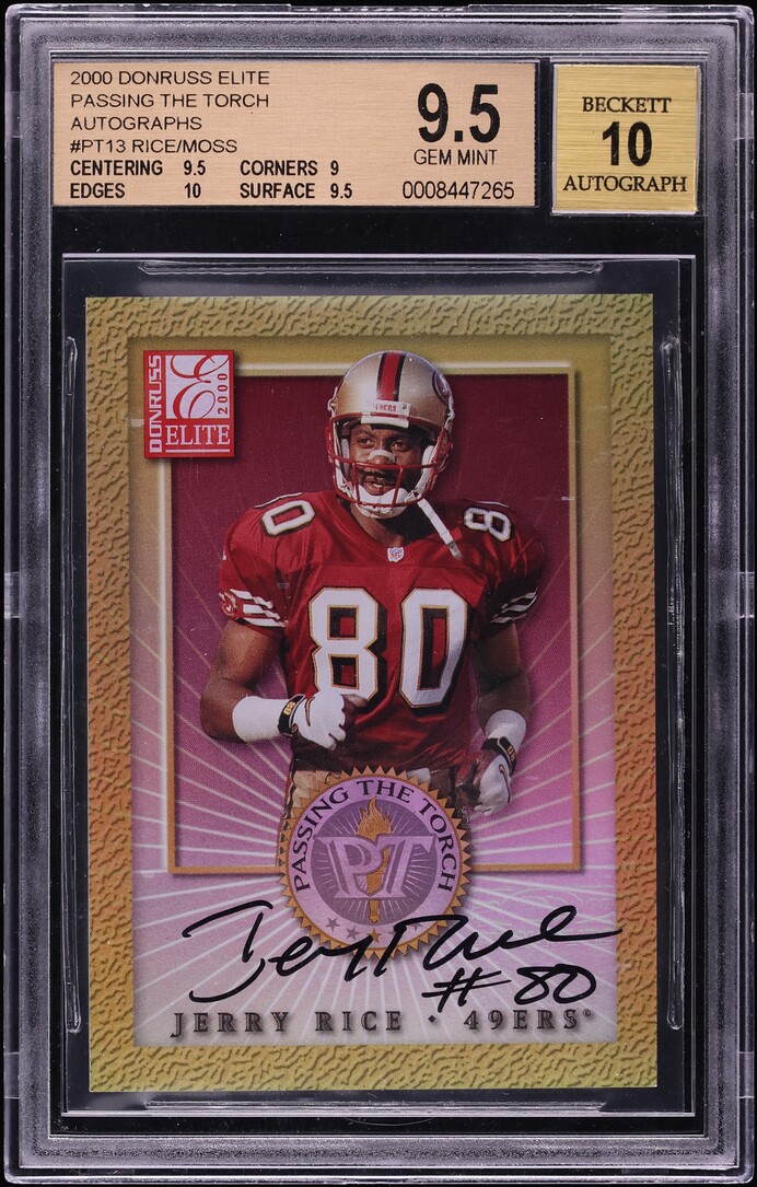 2000 Donruss Elite Passing The Torch Jerry Rice Randy Moss AUTO /500 BGS 9.5 GEM MINT
