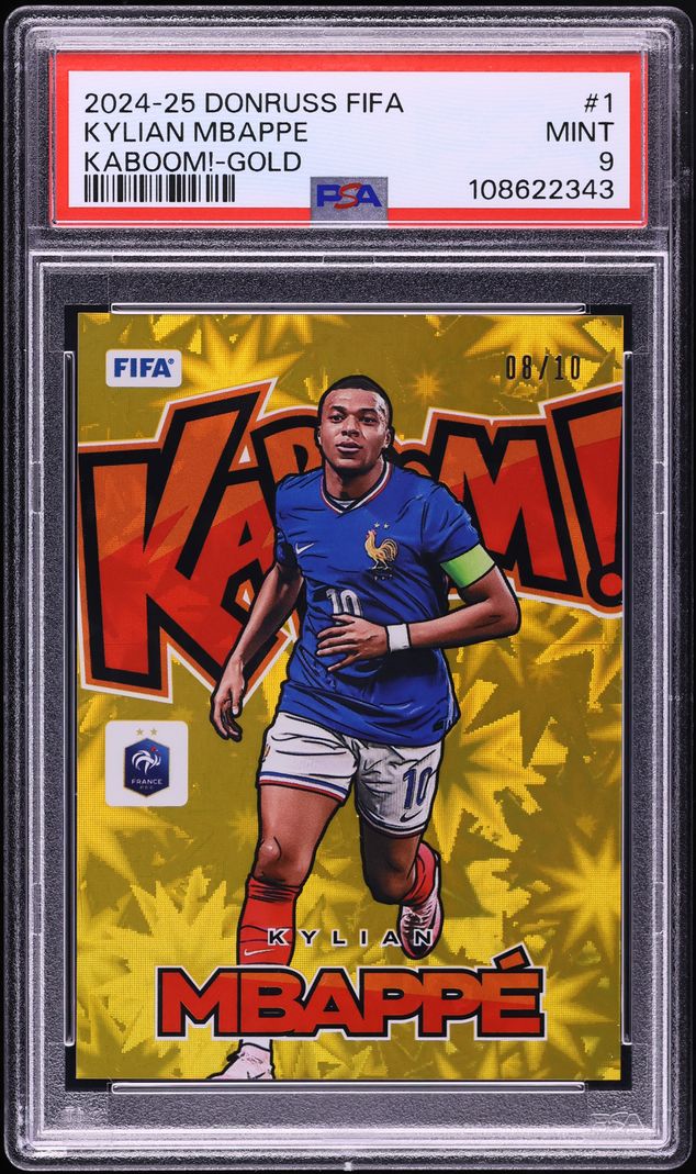 2024 Donruss FIFA Kaboom! Gold Kylian Mbappe /10 #1 PSA 9 MINT