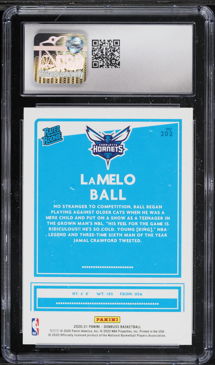 2020 Donruss Basketball LaMelo Ball ROOKIE #202 CSG 10 GEM MINT