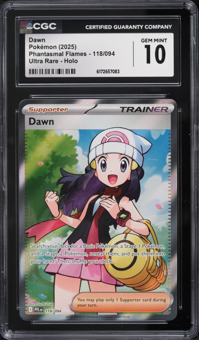 2025 Pokemon Mega Evolution Phantasmal Flames Full Art Dawn #118 CGC 10 GEM MINT