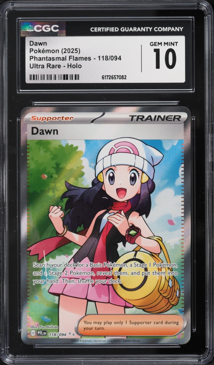 2025 Pokemon Mega Evolution Phantasmal Flames Full Art Dawn #118 CGC 10 GEM MINT