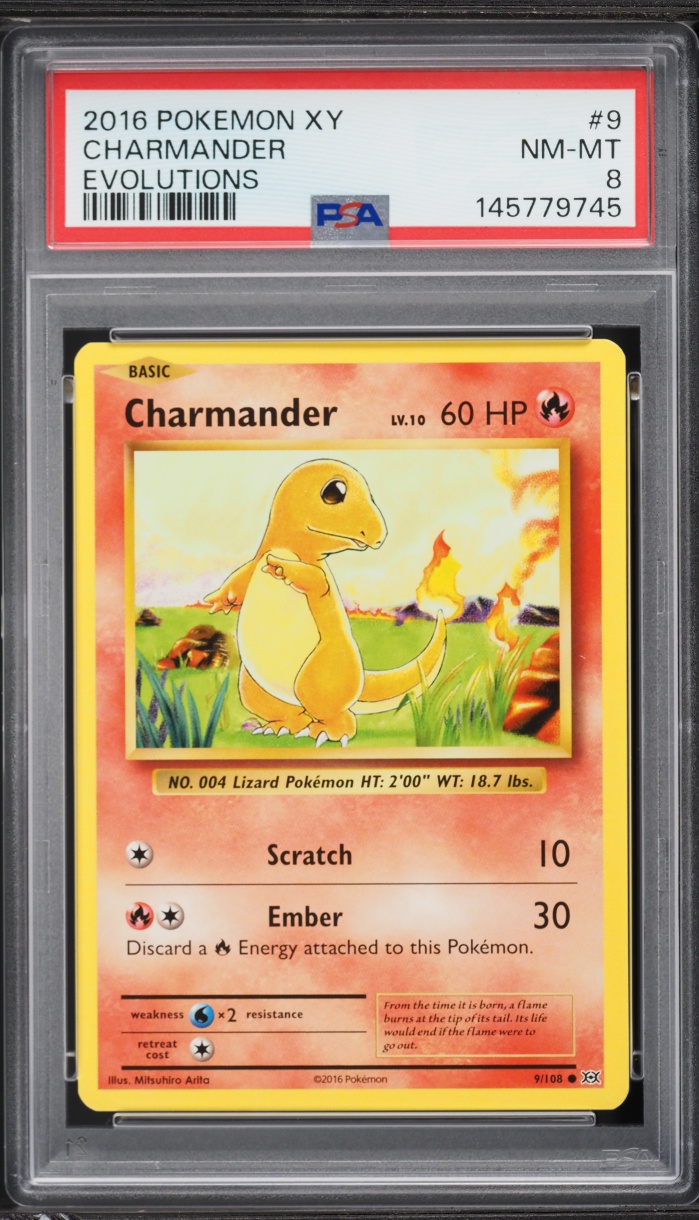 2016 Pokemon XY Evolutions Charmander #9 PSA 8 NM-MT