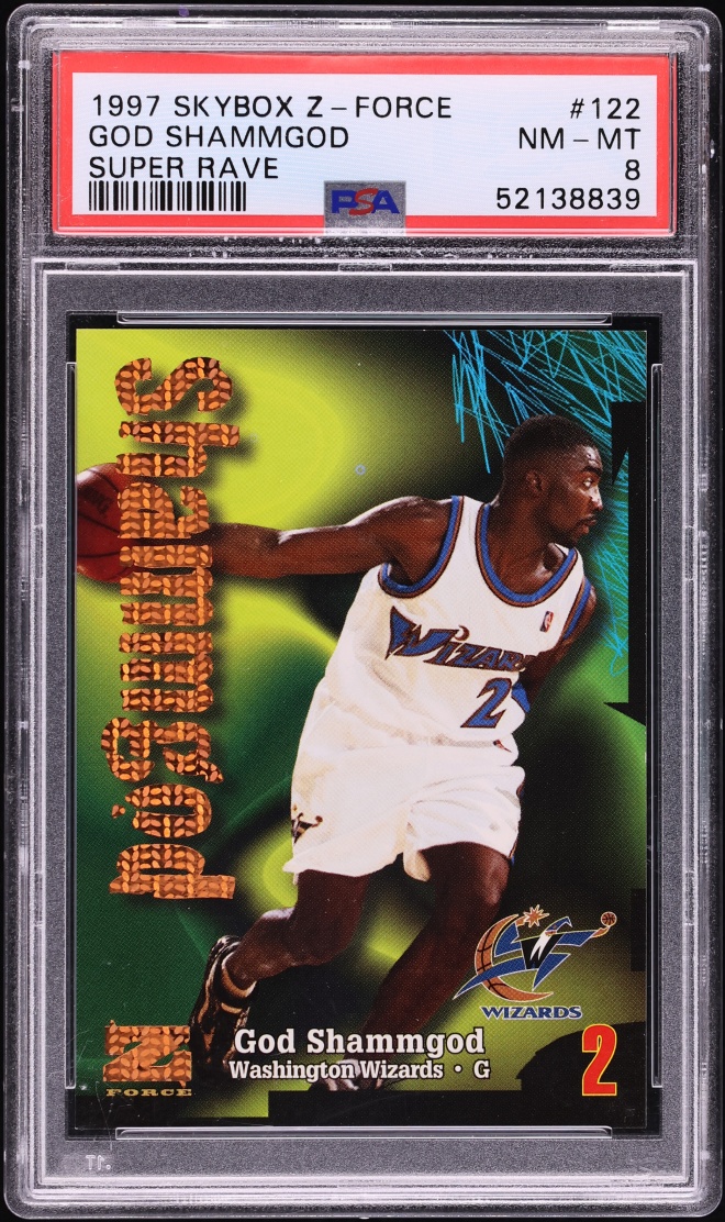 1997 Skybox Z-force Super Rave God Shammgod ROOKIE /50 #122 PSA 8 NM-MT