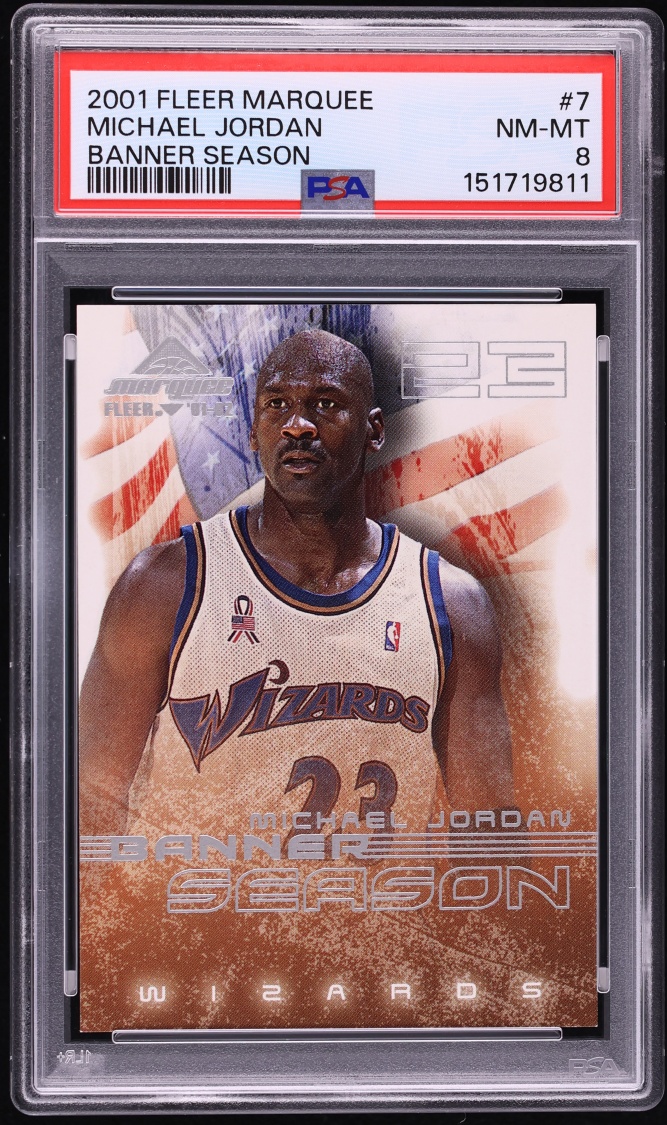 2001 Fleer Marquee Banner Season Michael Jordan #7 PSA 8 NM-MT