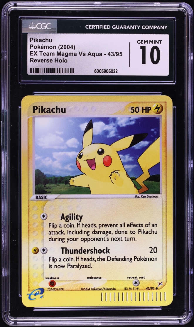 2004 Pokemon EX Magma VS Aqua Reverse Holo FOIL Pikachu #43 CGC 10