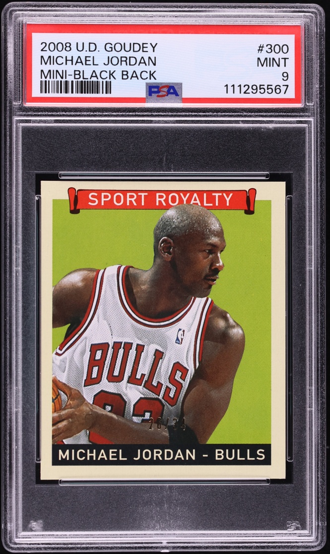 2008 Upper Deck Goudey SPORT ROYALTY Mini-Black Back Michael Jordan /34 #300 PSA 9