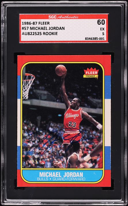 1986 Fleer Basketball Michael Jordan ROOKIE AUTO #57 SGC 5 EX