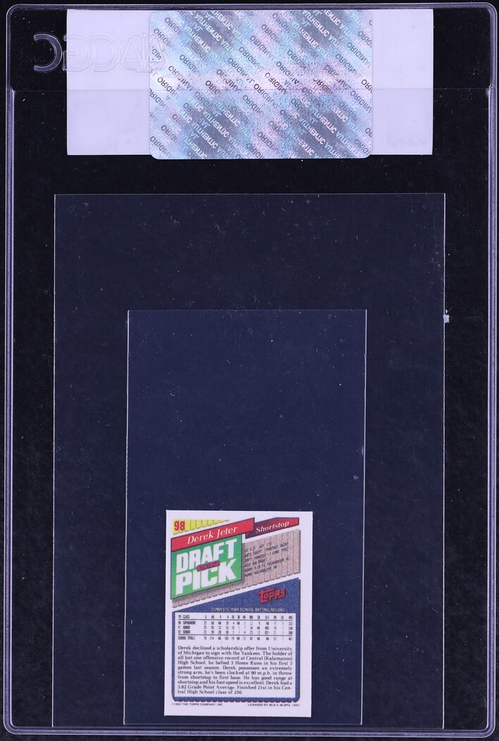 1993 Topps Micro Derek Jeter ROOKIE #98 CGC AUTH