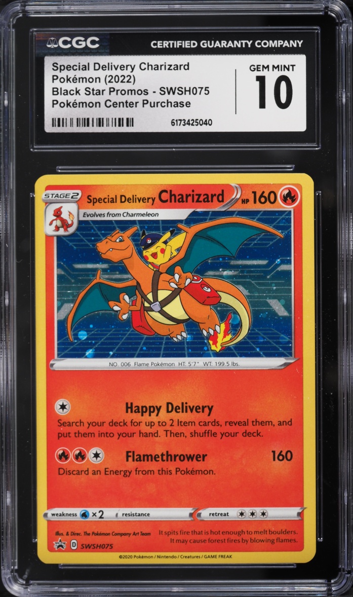 2022 Pokemon Sword & Shield Promo Center Holo Special Delivery Charizard #SWSH075 CGC 10 GEM