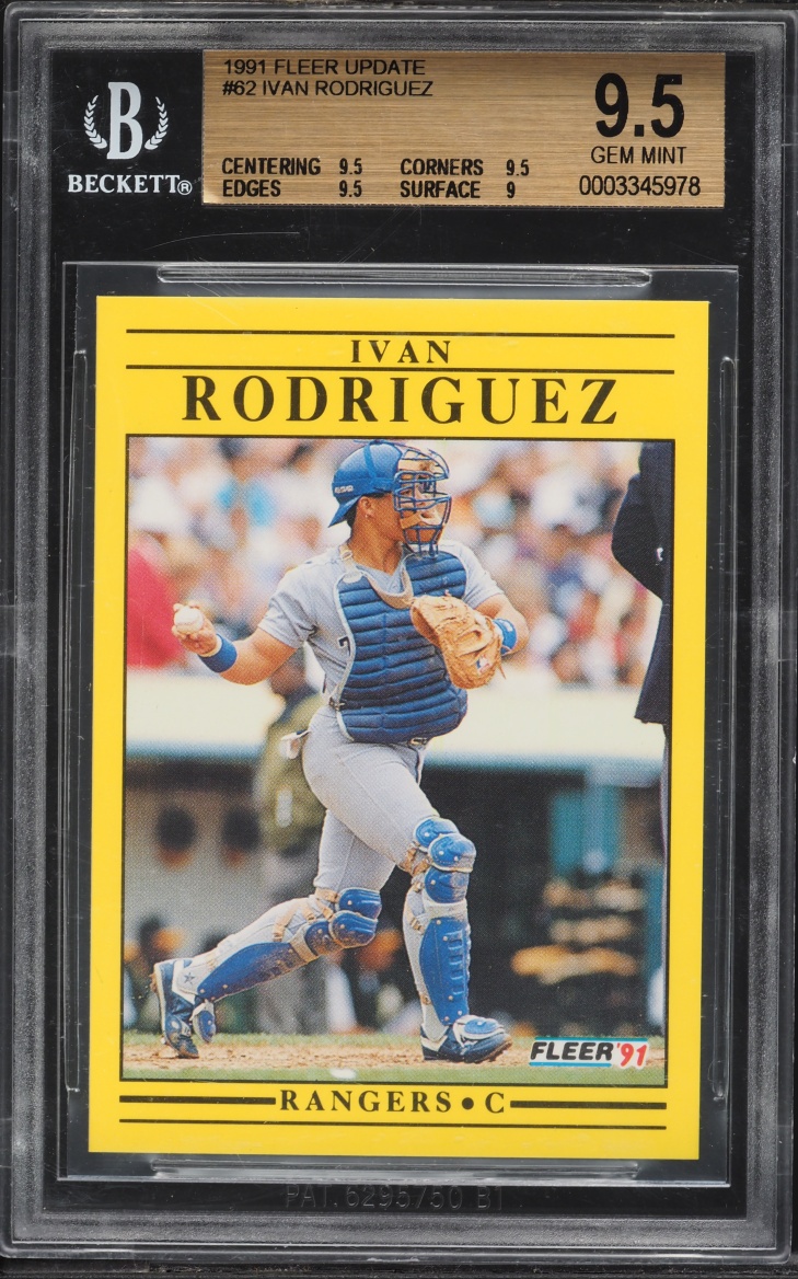 1991 Fleer Update Ivan Rodriguez ROOKIE #U-62 BGS 9.5 GEM MINT