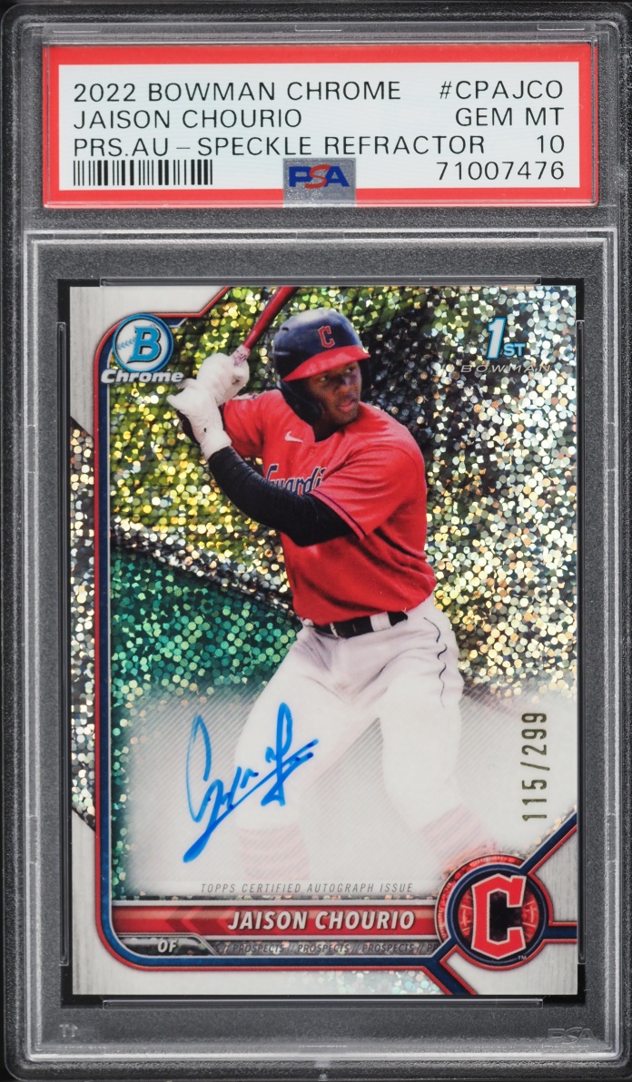 2022 Bowman Chrome Speckle Refractor Jaison Chourio PROSPECT AUTO /299 #CPA-JCO PSA 10 GEM MINT