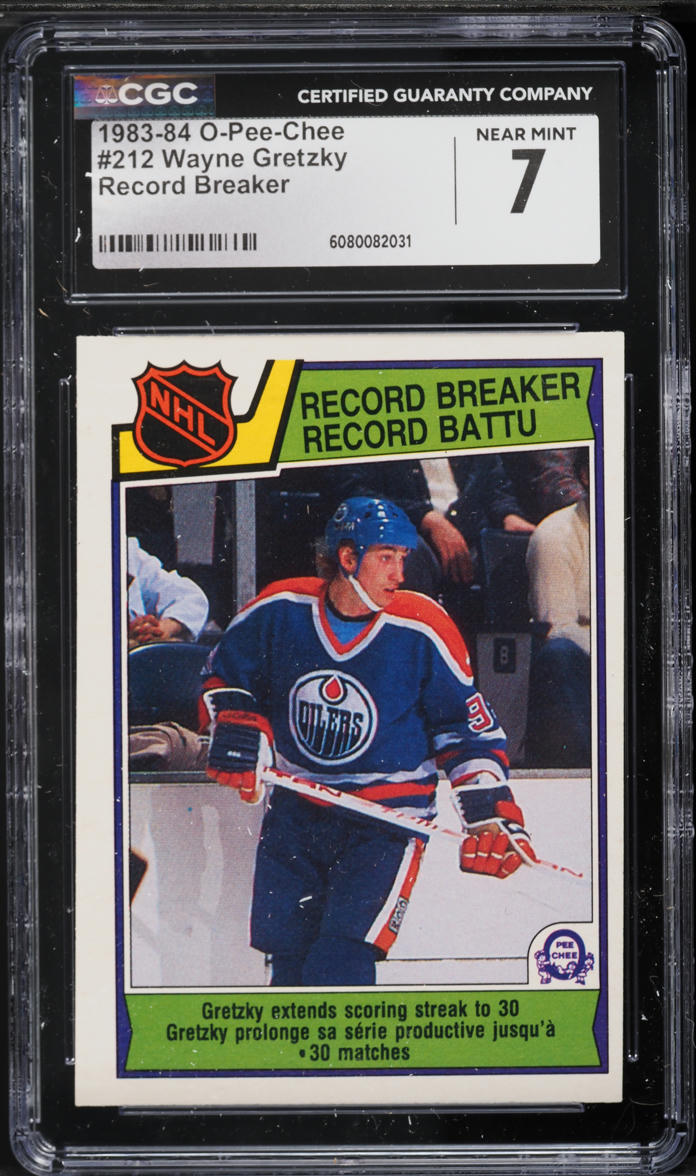 1983 O-Pee-Chee Hockey Wayne Gretzky RECORD BREAKER #212 CGC 7 NRMT