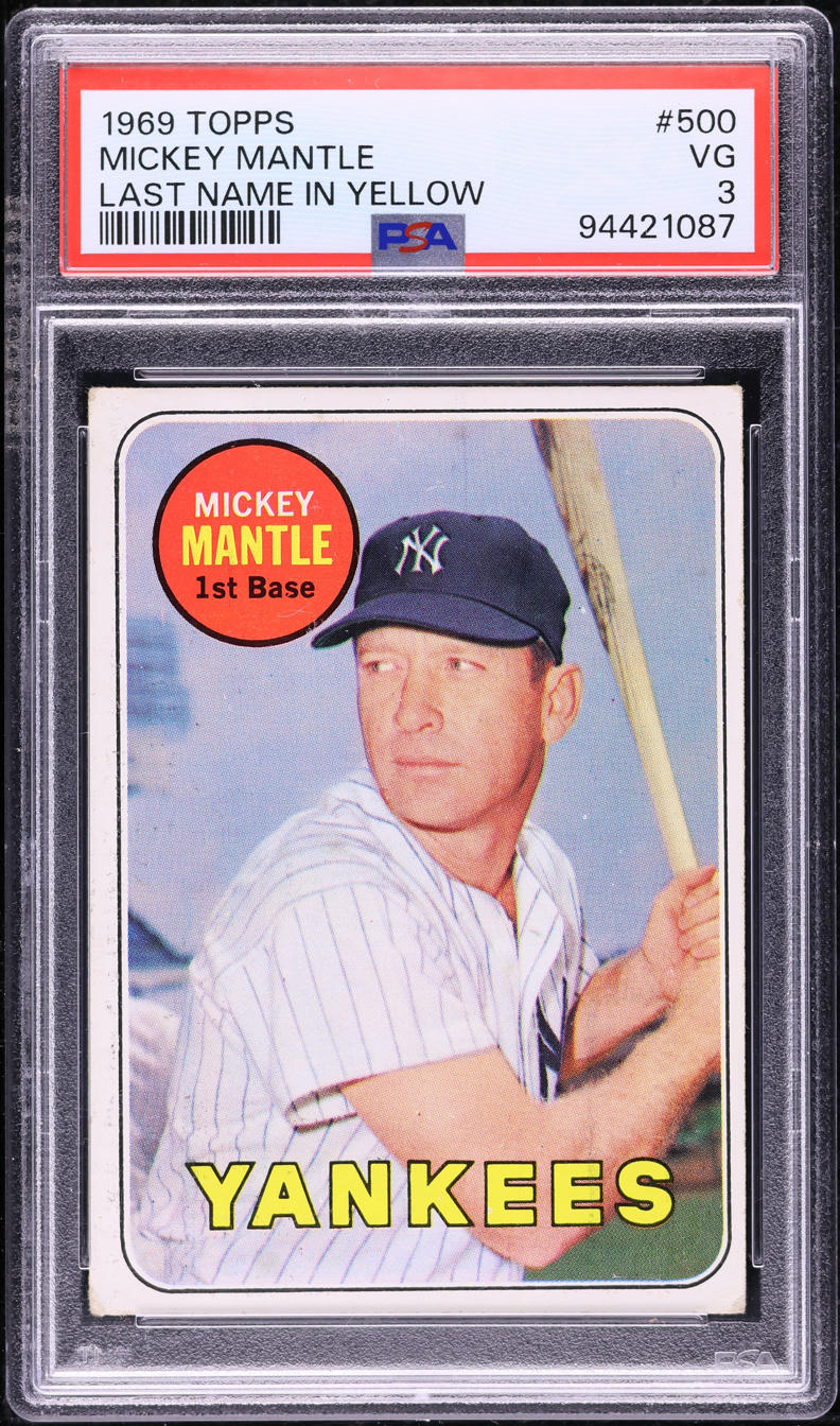 1969 Topps Mickey Mantle LAST NAME IN YELLOW #500 PSA 3 VG on Fanatics ...