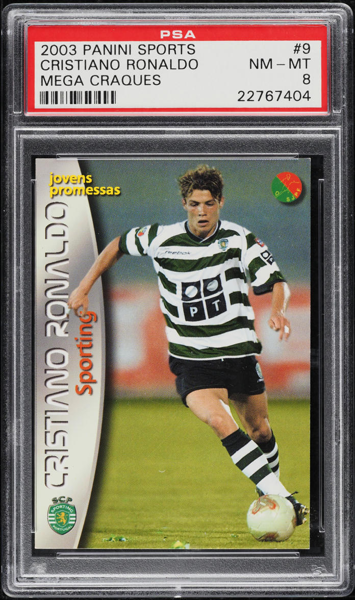 2003 Panini Sports Mega Craques Cristiano Ronaldo ROOKIE #137 PSA 8 NM-MT