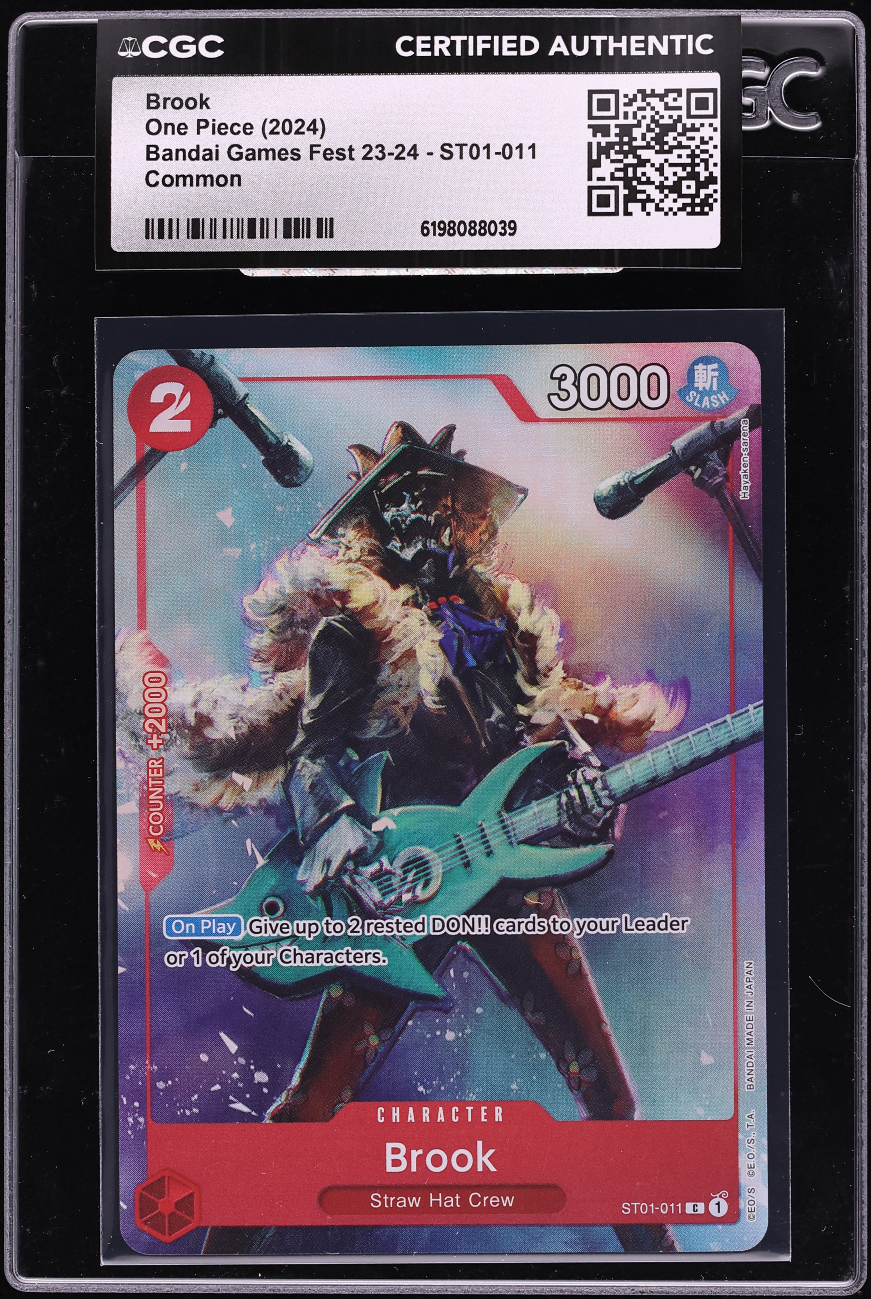 2024 One Piece Bandai Games Fest '23-'24 Alt Art Brook #ST01-011 CGC AUTH