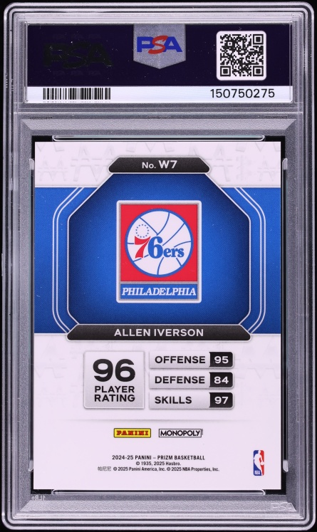 2024 Panini Prizm Monopoly Millionaire White Allen Iverson #W7 PSA 10 GEM MINT