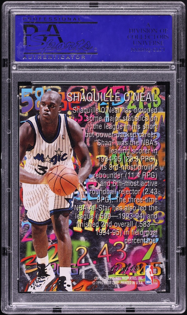 1995 Flair Hot Numbers Shaquille O'Neal #11 PSA 10 GEM MINT - Photo 2