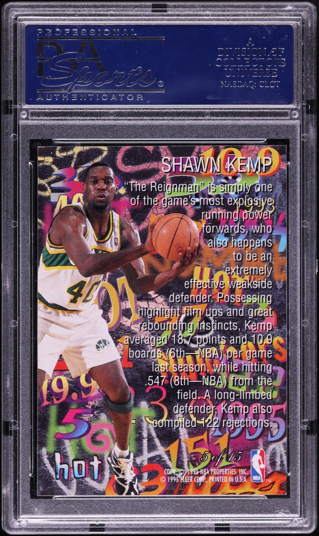 1995 Flair Hot Numbers Shawn Kemp #5 PSA 10 GEM MINT - Photo 2