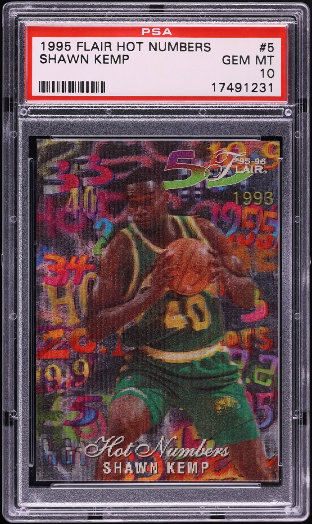 1995 Flair Hot Numbers Shawn Kemp #5 PSA 10 GEM MINT - Photo 1