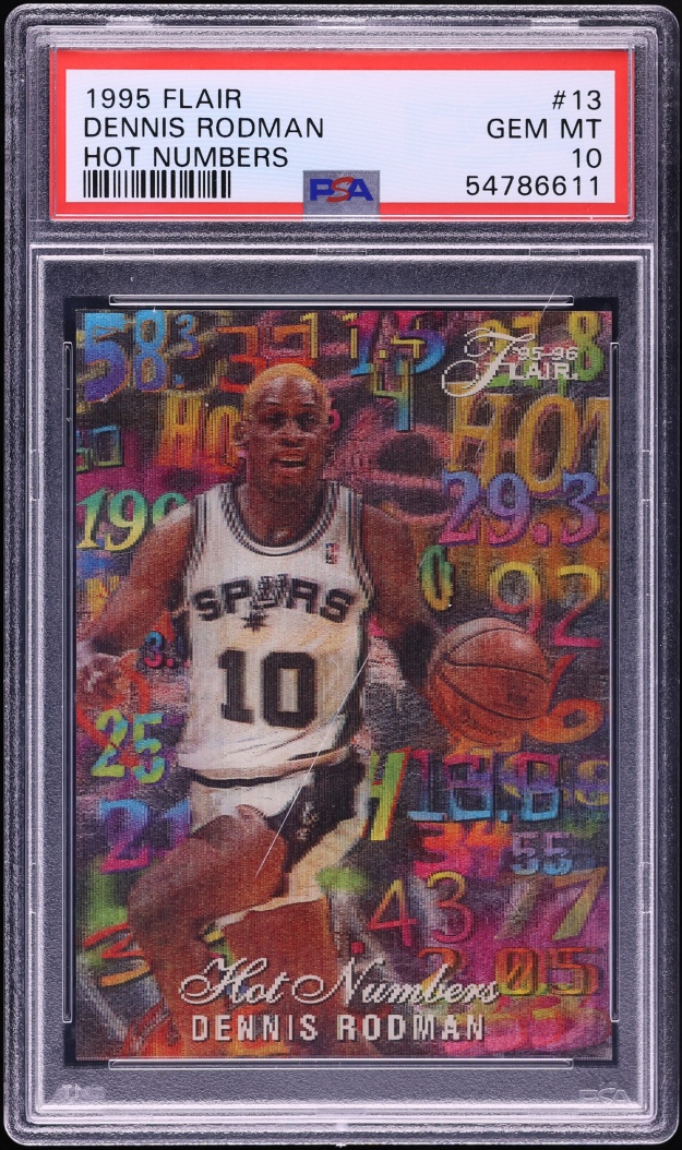 1995 Flair Hot Numbers Dennis Rodman #13 PSA 10 GEM MINT - Photo 1