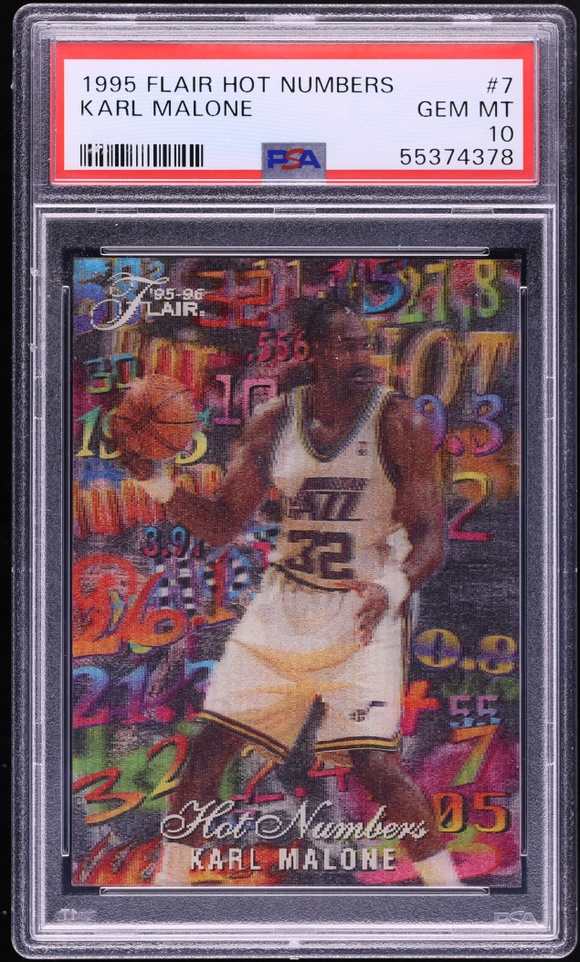 1995 Flair Hot Numbers Karl Malone #7 PSA 10 GEM MINT - Photo 1