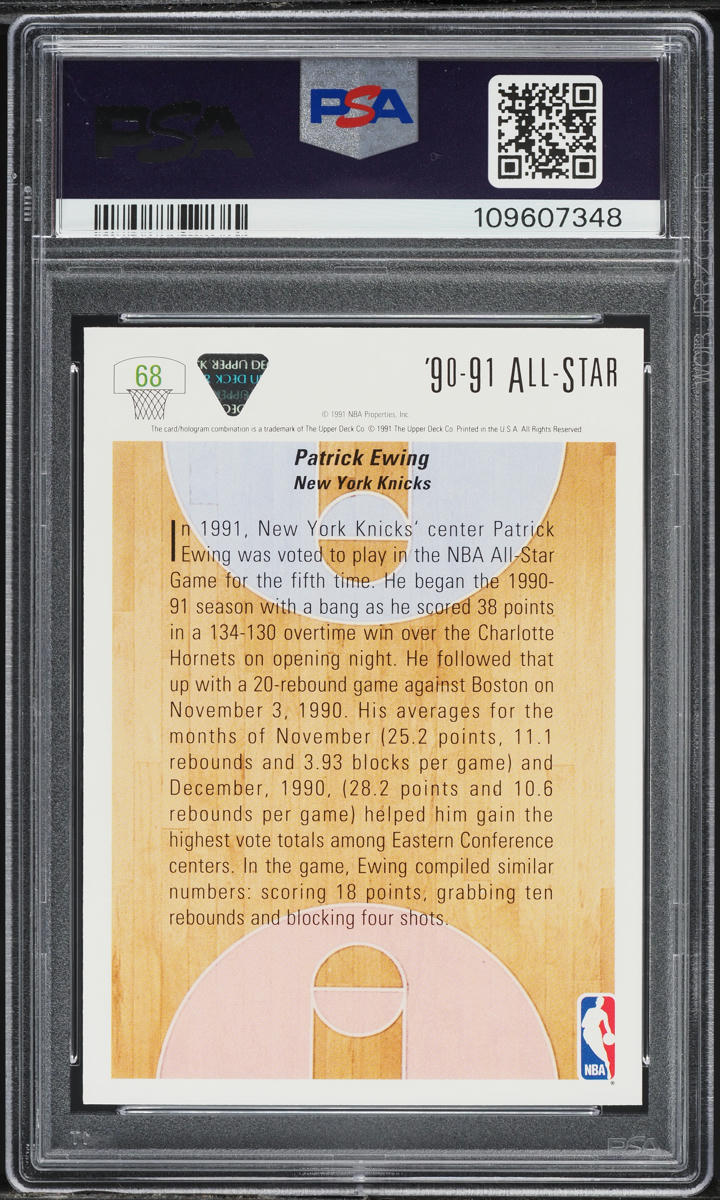 1991 Upper Deck Basketball Patrick Ewing #68 PSA 9 MINT