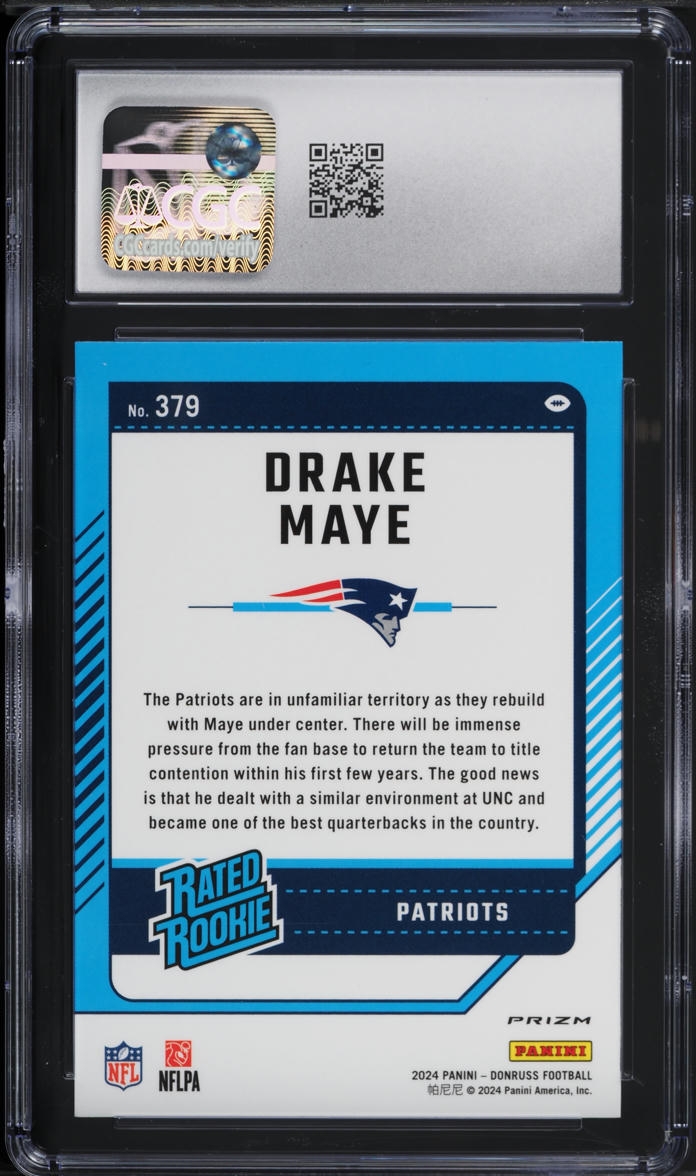 2024 Donruss Optic Preview Pink Drake Maye ROOKIE #379 CGC 10 GEM MINT