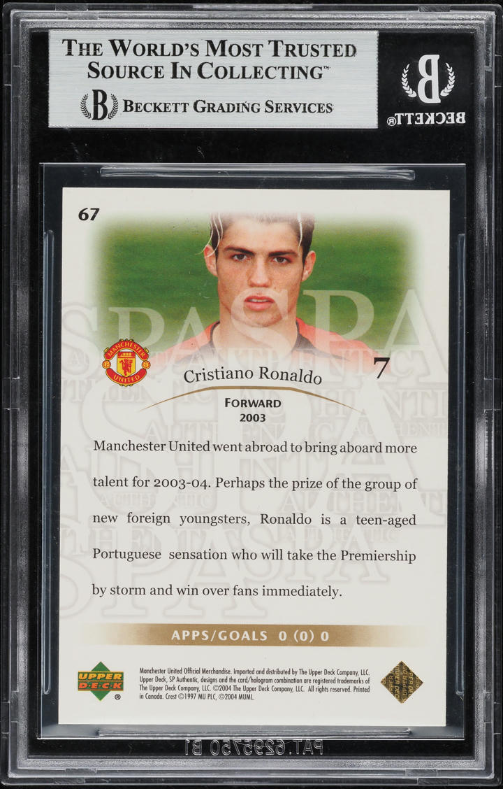 2004 SP Authentic Manchester United Gold Cristiano Ronaldo /99 #67 BGS 9 MINT