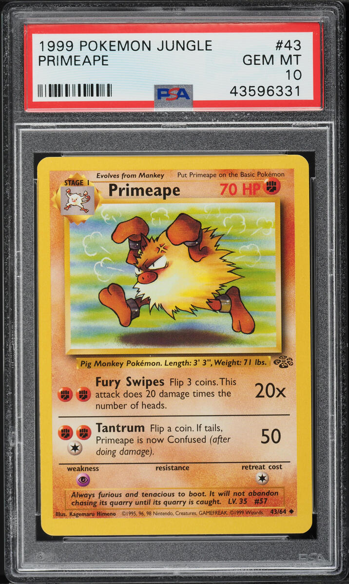 1999 Pokemon Jungle Primeape #43 PSA 10 GEM MINT