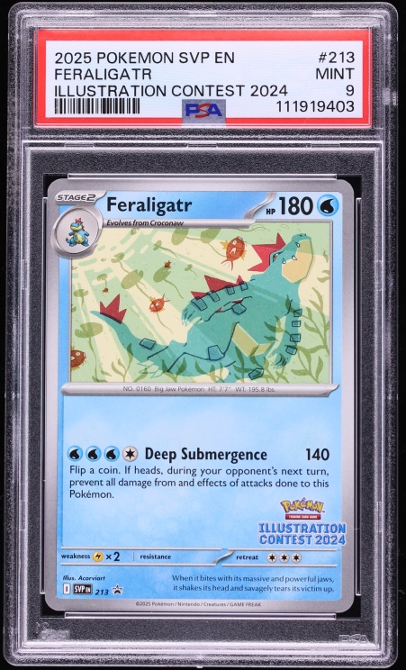 2025 Pokemon Scarlet & Violet Promo Illustration Contest Feraligatr #213 PSA 9 MINT