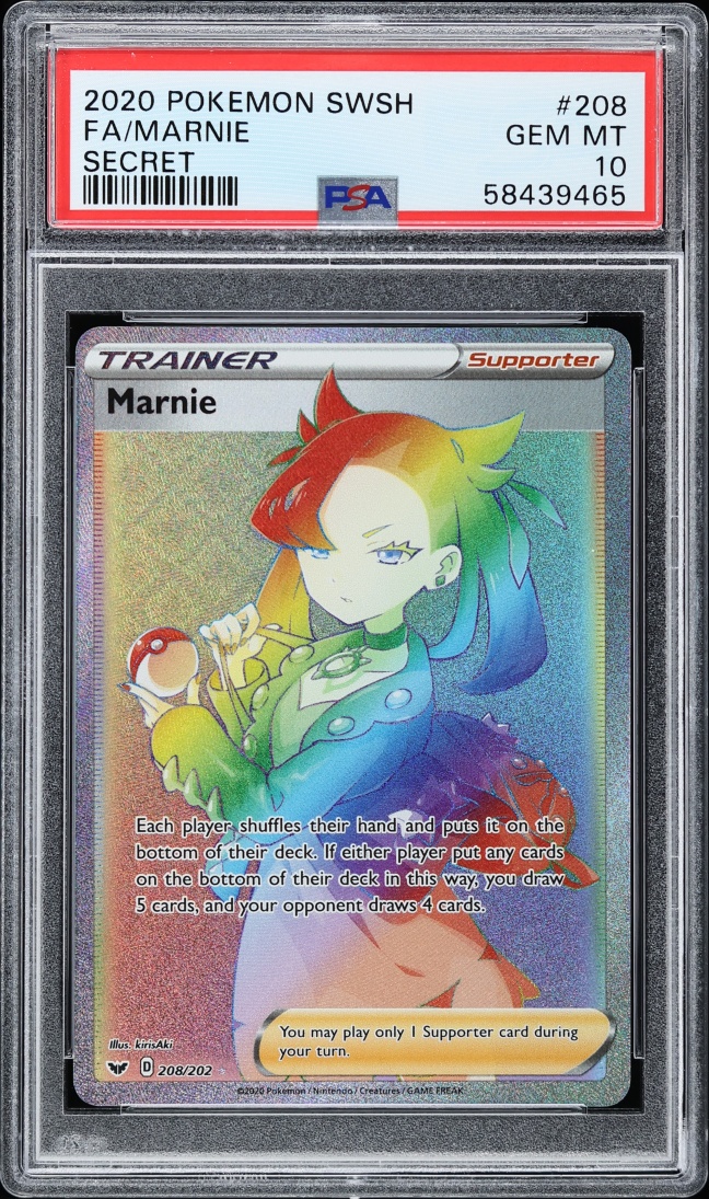 2020 Pokemon Sword & Shield Rainbow Rare Marnie #208 PSA 10 GEM MINT