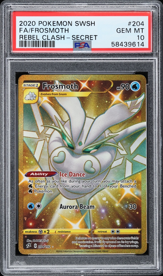 2020 Pokemon Sword & Shield Rebel Clash Gold Rare Frosmoth #204 PSA 10 GEM MINT