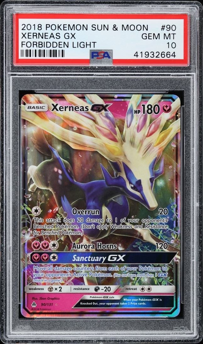2018 Pokemon Sun & Moon Forbidden Light Holo Xerneas GX #90 PSA 10 GEM MINT