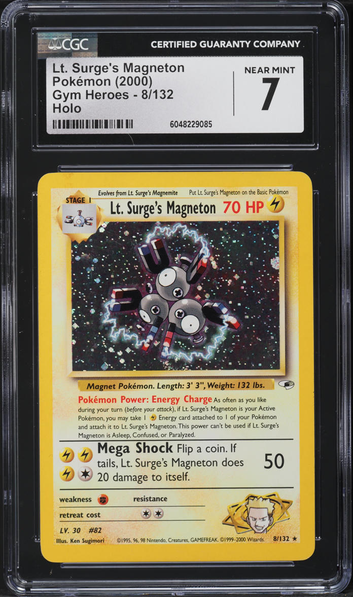 2000 Pokemon Gym Heroes Holo Lt. Surge's 8 CGC 7