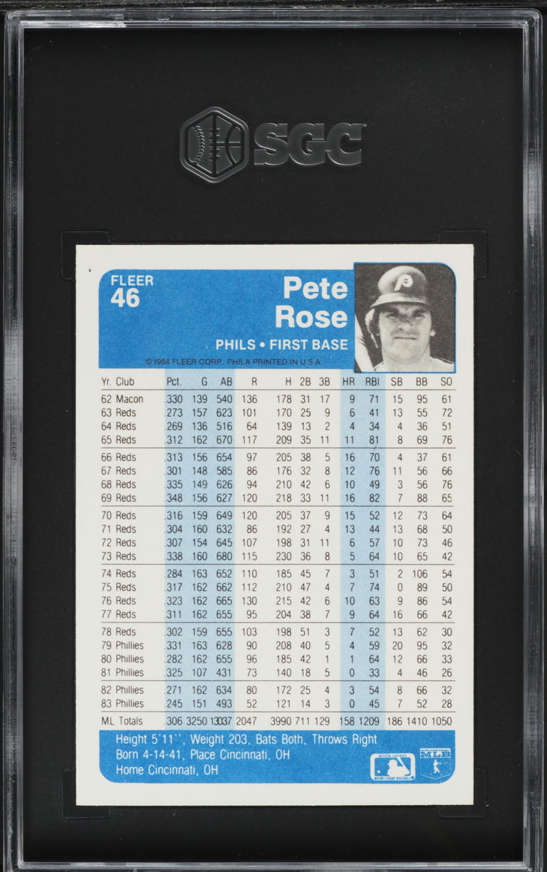 1984 Fleer Pete Rose #46 SGC 7 NRMT