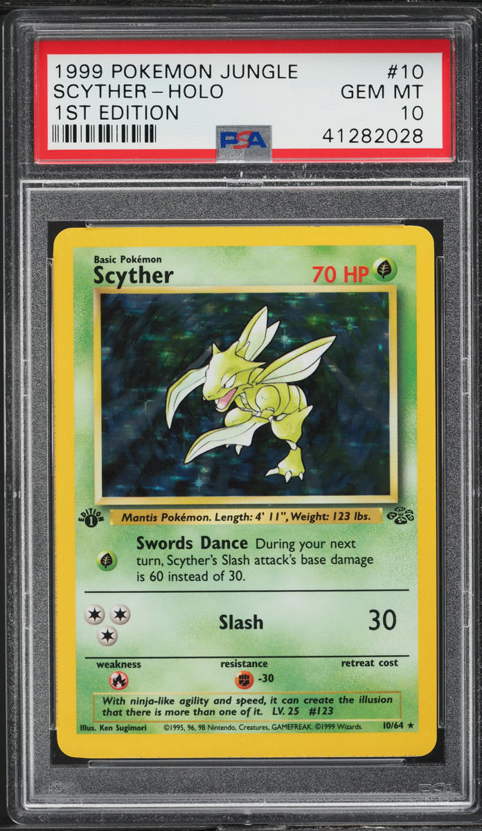 1999 Pokemon Jungle 1st Edition Holo Scyther #10 PSA 10 GEM MINT
