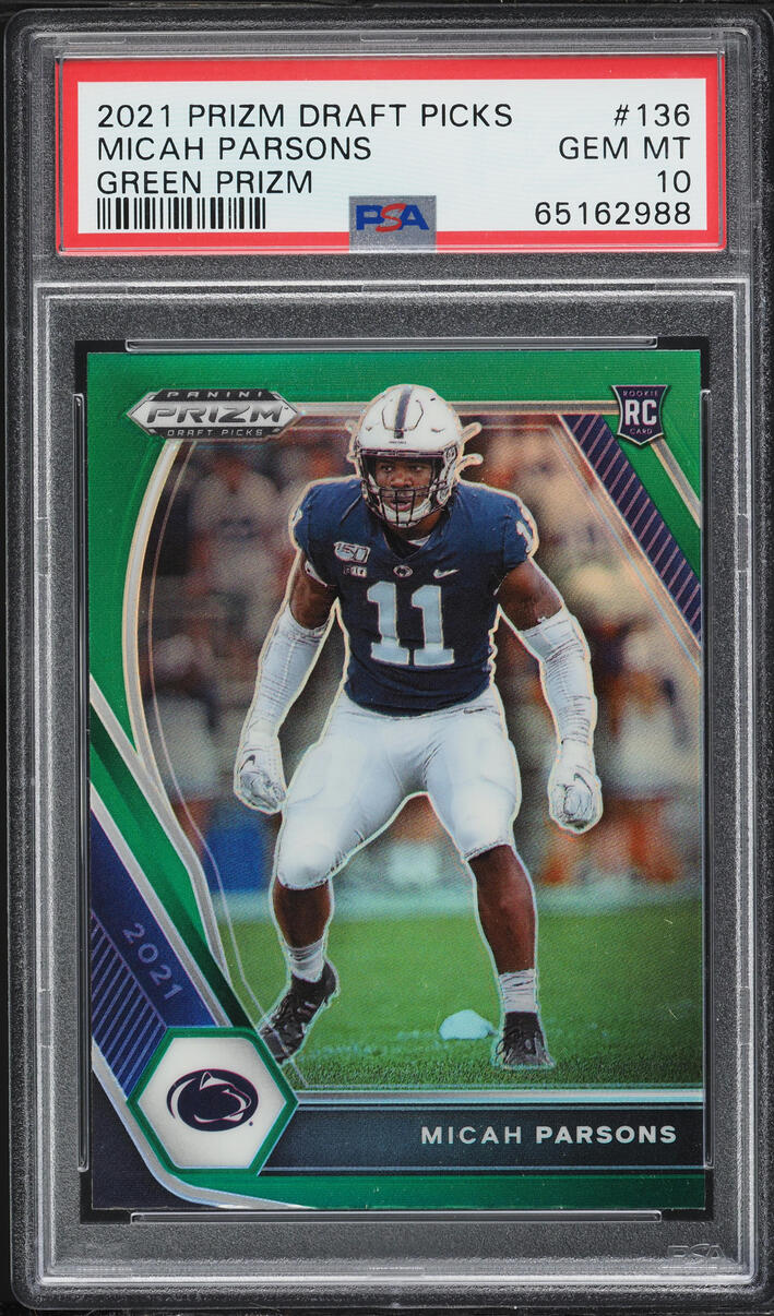 2021 Panini Prizm Draft Picks Green Micah Parsons ROOKIE #136 PSA 10 GEM MINT