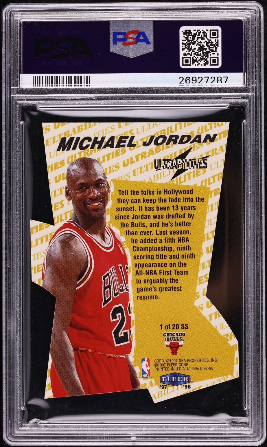 1997 Ultra Ultrabilities Superstar Michael Jordan #1 PSA 10 GEM MINT