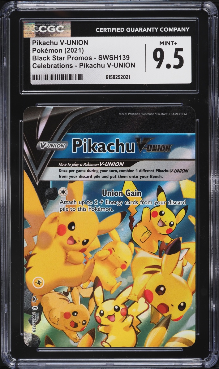 2021 Pokemon Sword & Shield Promo Celebrations Holo Pikachu V-UNION #SWSH139 CGC 9.5 MINT+