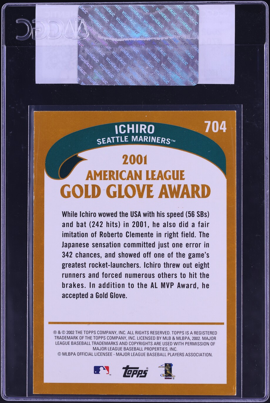 2002 Topps Ichiro #704 CGC AUTH