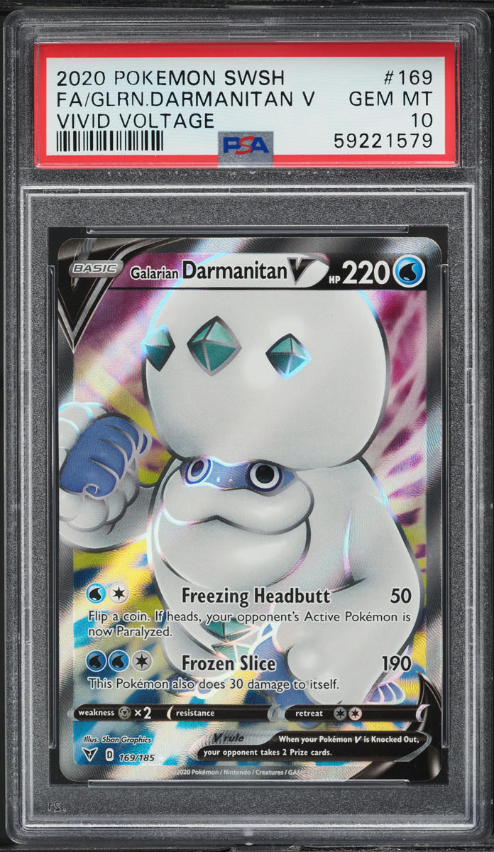 2020 Pokemon SWSH Vivid Voltage Full Art Galarian Darmanitan V #169 PSA 10 GEM