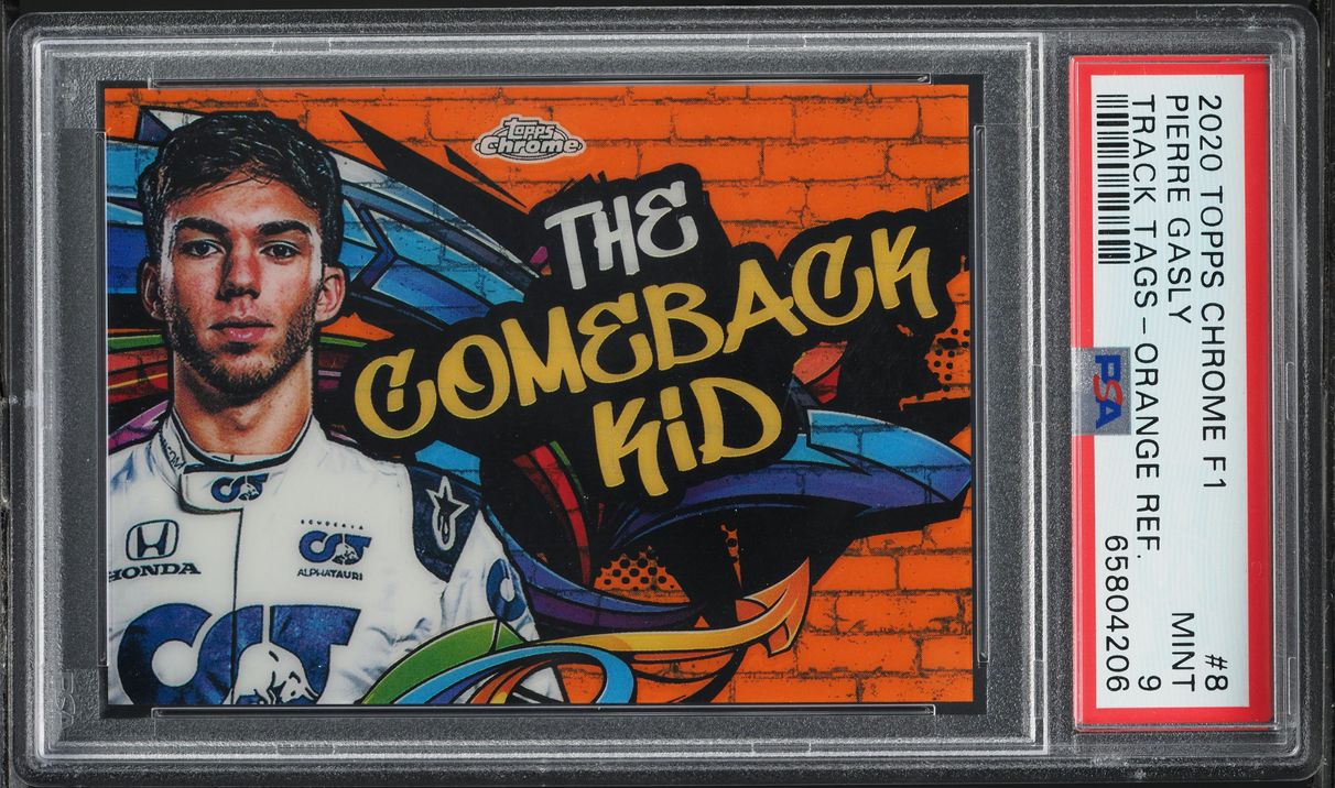 2020 Topps Chrome Formula 1 F1 Track Tags Orange Pierre Gasly /25 #TT8 PSA 9